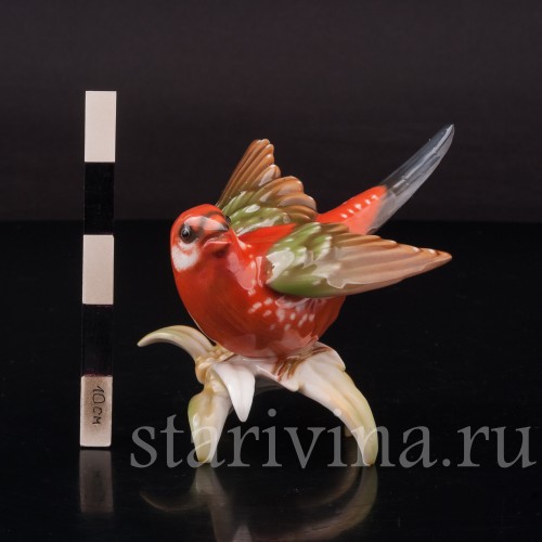 Статуэтка птицы из фарфора Красная амадина, Hutschenreuther, Германия, 1970 гг.