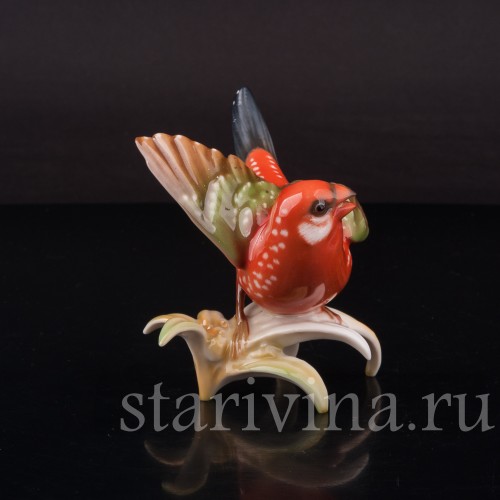 Статуэтка птицы из фарфора Красная амадина, Hutschenreuther, Германия, 1970 гг.