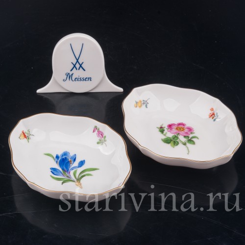 Декоративные тарелки-менажницы Цветы, Meissen, Германия, 1950 гг.