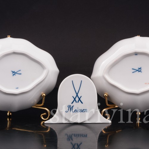 Декоративные тарелки-менажницы Цветы, Meissen, Германия, 1950 гг.