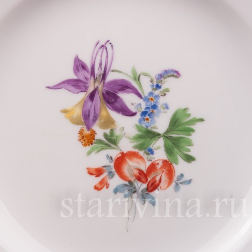 Декоративная тарелка из фарфора Цветы, Meissen, Германия, сер. 20 в.