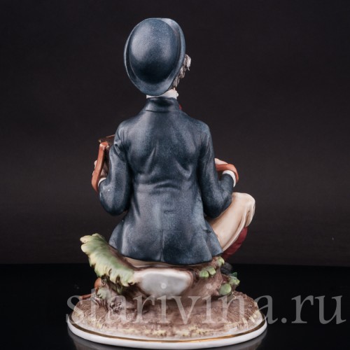 Фарфоровая композиция Мужчина с аккордеоном и таксой, Capodimonte, Италия, сер. 20 века.