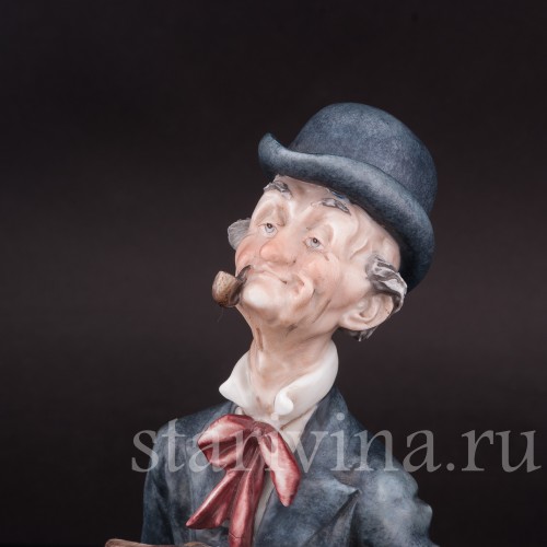 Фарфоровая композиция Мужчина с аккордеоном и таксой, Capodimonte, Италия, сер. 20 века.