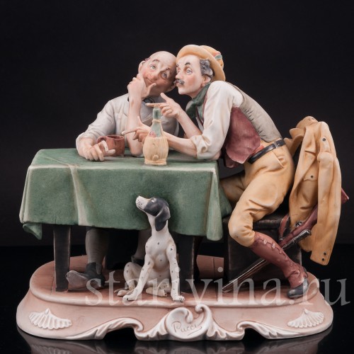 Фарфоровая композиция Случай на охоте, Pucci, Capodimonte, Италия, вт. пол. 20 в.