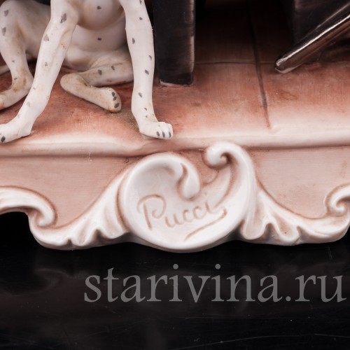 Фарфоровая композиция Случай на охоте, Pucci, Capodimonte, Италия, вт. пол. 20 в.