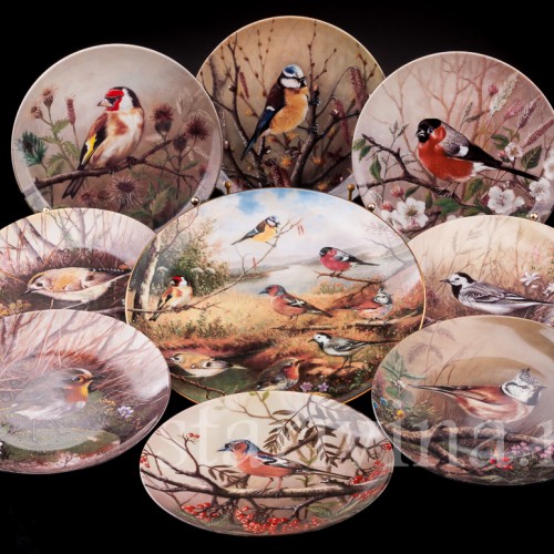 Декоративные тарелки Наш маленький птичий мир, 9 шт, Tirschenreuth, Германия, 1990-92 гг.