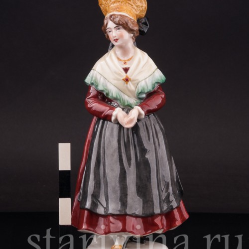 Фарфоровая статуэтка Девушка в народном костюме, Dressel, Kister & Co, Германия, нач. 20 в.
