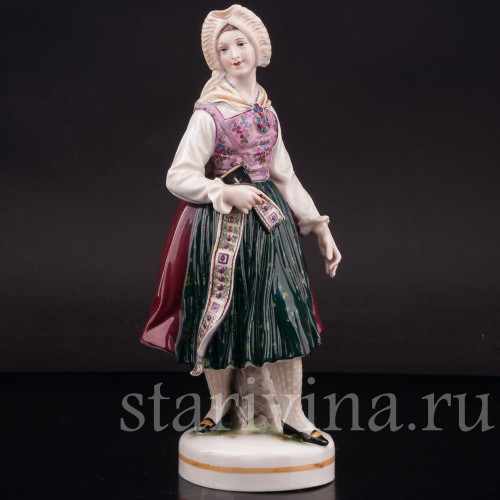 Девушка в народном костюме, Dressel, Kister & Co, Германия, нач. 20 века