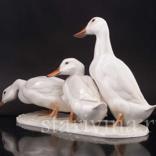 Фарфоровая статуэтка птиц Три утки, Hutschenreuther, Германия.