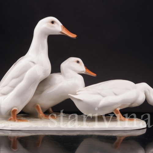 Фарфоровая статуэтка птиц Три утки, Hutschenreuther, Германия.