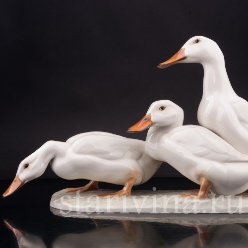 Фарфоровая статуэтка птиц Три утки, Hutschenreuther, Германия.