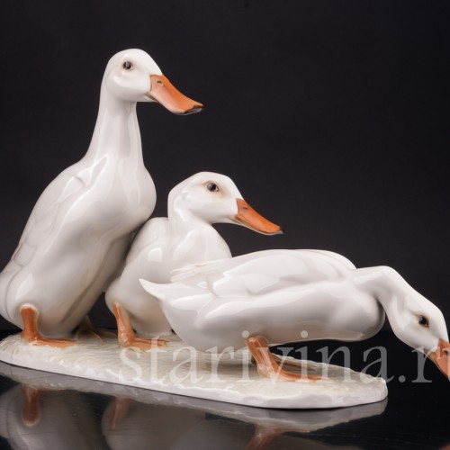 Фарфоровая статуэтка птиц Три утки, Hutschenreuther, Германия.