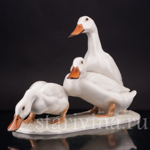 Фарфоровая статуэтка птиц Три утки, Hutschenreuther, Германия.