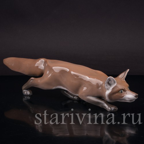 Статуэтка из фарфора Крадущаяся лиса, Bing & Grondahl, Дания, 1948-52 гг.