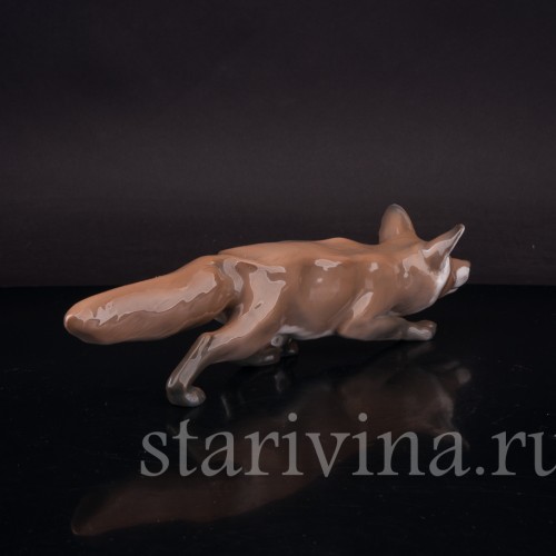 Статуэтка из фарфора Крадущаяся лиса, Bing & Grondahl, Дания, 1948-52 гг.