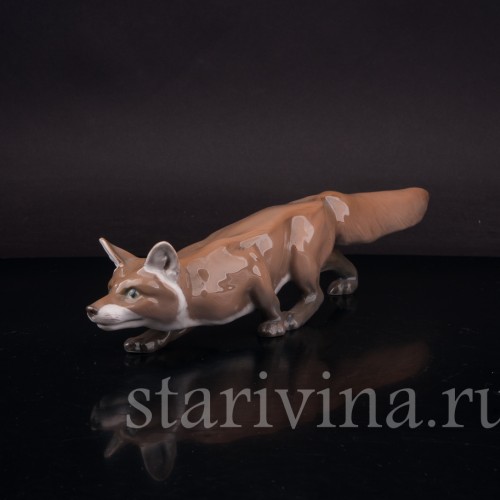 Статуэтка из фарфора Крадущаяся лиса, Bing & Grondahl, Дания, 1948-52 гг.