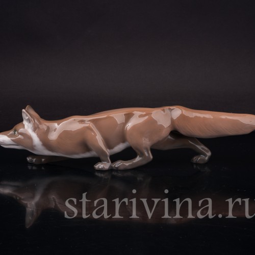 Статуэтка из фарфора Крадущаяся лиса, Bing & Grondahl, Дания, 1948-52 гг.
