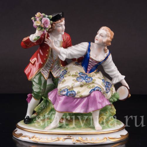 Композиция из фарфора Пылкий поклонник, Muller & Co, Германия, пер. пол. 20 века.