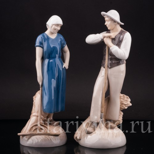 Статуэтка из фарфора Девшука с граблями, Bing & Grondahl, Дания, 1952-58 гг.