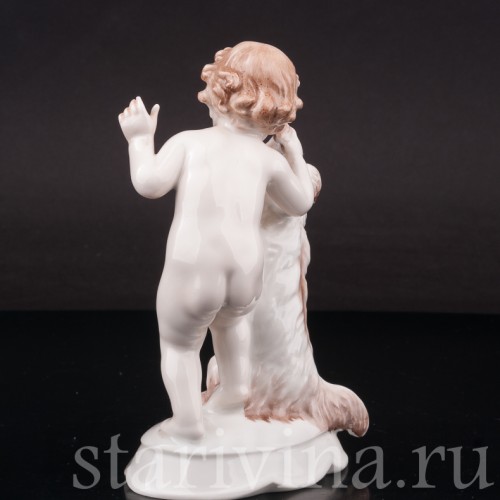 Фигурка из фарфора "По секрету", малыш с собакой, Rosenthal, Германия, 1935 год.
