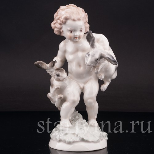 Фарфоровая статуэтка Малыш с кроликами, Hutschenreuther, Германия, 1955-68 гг.