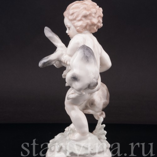 Фарфоровая статуэтка Малыш с кроликами, Hutschenreuther, Германия, 1955-68 гг.