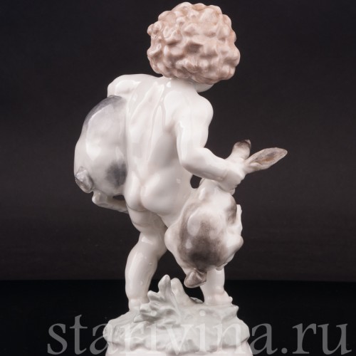 Фарфоровая статуэтка Малыш с кроликами, Hutschenreuther, Германия, 1955-68 гг.