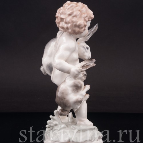 Фарфоровая статуэтка Малыш с кроликами, Hutschenreuther, Германия, 1955-68 гг.