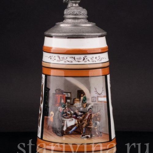 Старинная пивная кружка Охотничьи рассказы, 1 л, Германия, кон. 19 - нач. 20 вв.