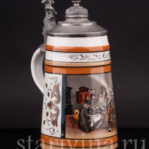 Старинная пивная кружка Охотничьи рассказы, 1 л, Германия, кон. 19 - нач. 20 вв.