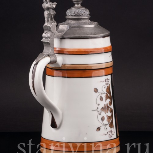 Старинная пивная кружка Охотничьи рассказы, 1 л, Германия, кон. 19 - нач. 20 вв.