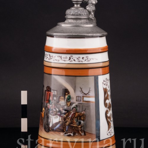 Старинная пивная кружка Охотничьи рассказы, 1 л, Германия, кон. 19 - нач. 20 вв.