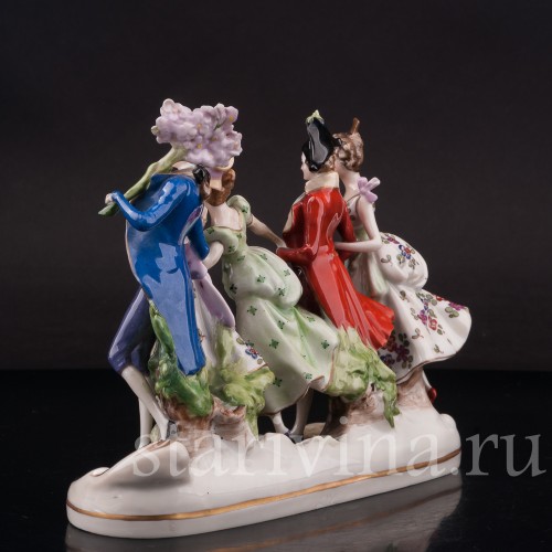 Фарфоровая композиция Весёлая прогулка, миниатюра, Scheibe-Alsbach, Германия, пер. пол. 20 в.