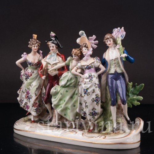 Фарфоровая композиция Весёлая прогулка, миниатюра, Scheibe-Alsbach, Германия, пер. пол. 20 в.