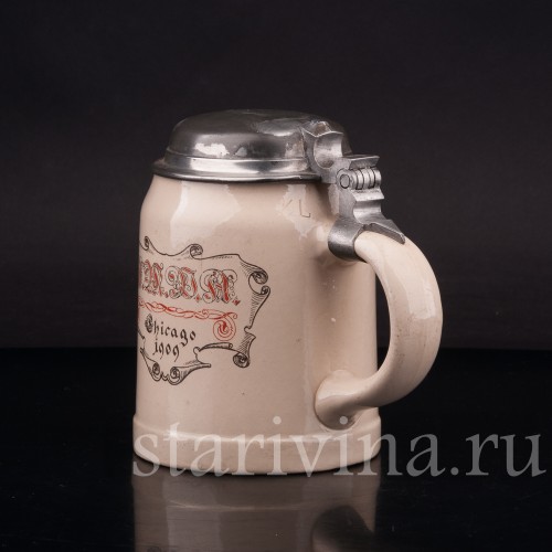 Уцененная пивная кружка Чикаго 1909 г, 1/2 л, Villeroy & Boch, Германия, 1909 г.