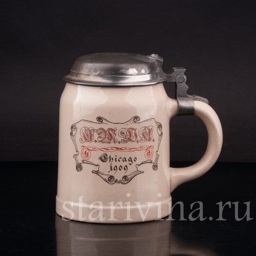 Уцененная пивная кружка Чикаго 1909 г, 1/2 л, Villeroy & Boch, Германия, 1909 г.