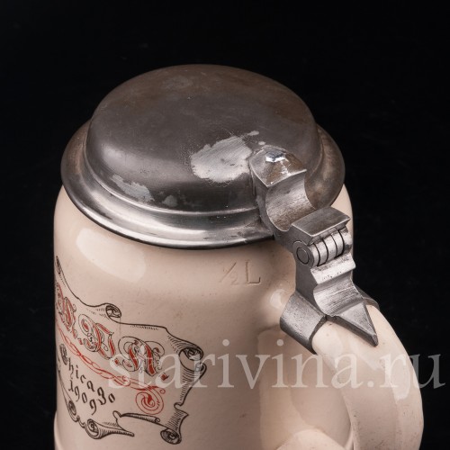 Уцененная пивная кружка Чикаго 1909 г, 1/2 л, Villeroy & Boch, Германия, 1909 г.
