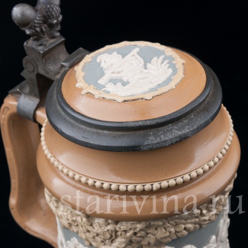 Старинная пивная кружка Охотники, 1/2 л, Villeroy & Boch, Германия, 1893 г.