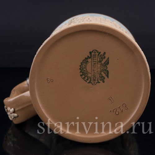 Старинная пивная кружка Охотники, 1/2 л, Villeroy & Boch, Германия, 1893 г.