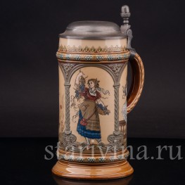 Старинная пивная кружка Времена года, 1/2 л, Villeroy & Boch, Германия, 1896 г.