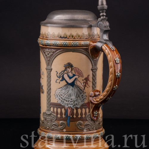 Старинная пивная кружка Времена года, 1/2 л, Villeroy & Boch, Германия, 1896 г.