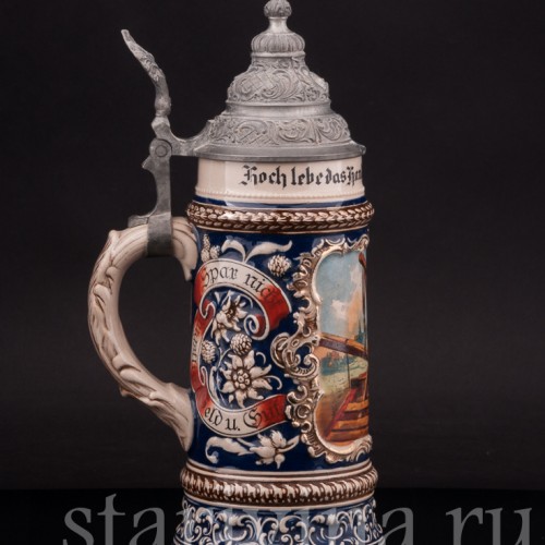Старинная пивная кружка Да здравствует ремесло плотника, 1/2 л, Marzi & Remy, Германия, кон. 19 - нач. 20 вв.