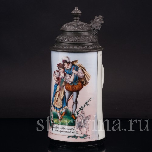 Старинная пивная кружка Дон Жуан и Церлина, 1/2 л, Германия, кон. 19, нач. 20 вв.