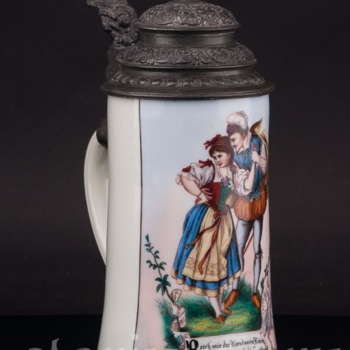 Старинная пивная кружка Дон Жуан и Церлина, 1/2 л, Германия, кон. 19, нач. 20 вв.