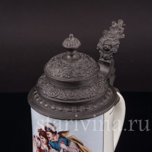 Старинная пивная кружка Дон Жуан и Церлина, 1/2 л, Германия, кон. 19, нач. 20 вв.