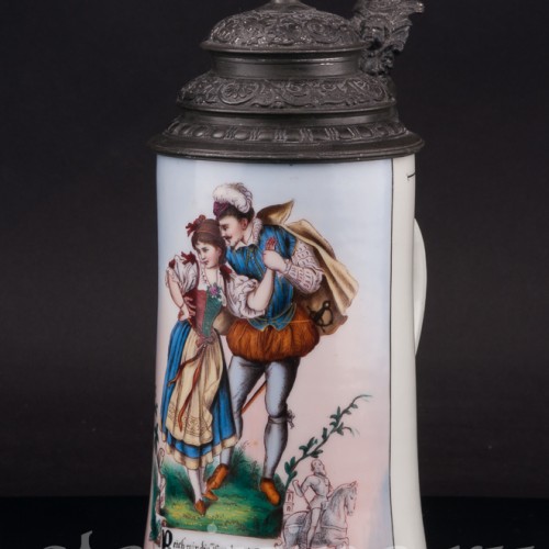 Старинная пивная кружка Дон Жуан и Церлина, 1/2 л, Германия, кон. 19, нач. 20 вв.