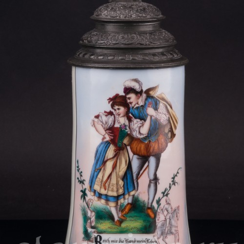 Старинная пивная кружка Дон Жуан и Церлина, 1/2 л, Германия, кон. 19, нач. 20 вв.