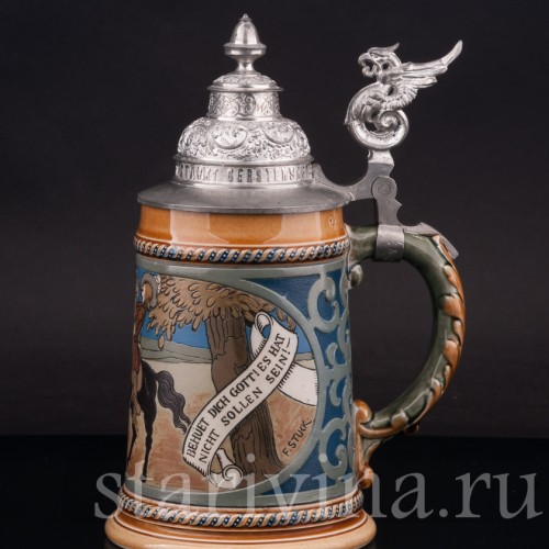 Старинная пивная кружка Трубач из Зекингена, 1/2 л, Villeroy & Boch, Германия, 1897 г.