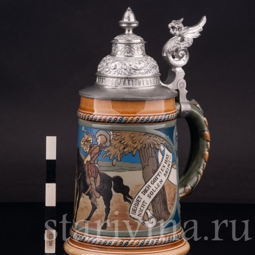 Старинная пивная кружка Трубач из Зекингена, 1/2 л, Villeroy & Boch, Германия, 1897 г.