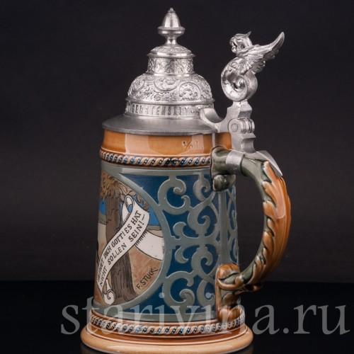 Старинная пивная кружка Трубач из Зекингена, 1/2 л, Villeroy & Boch, Германия, 1897 г.